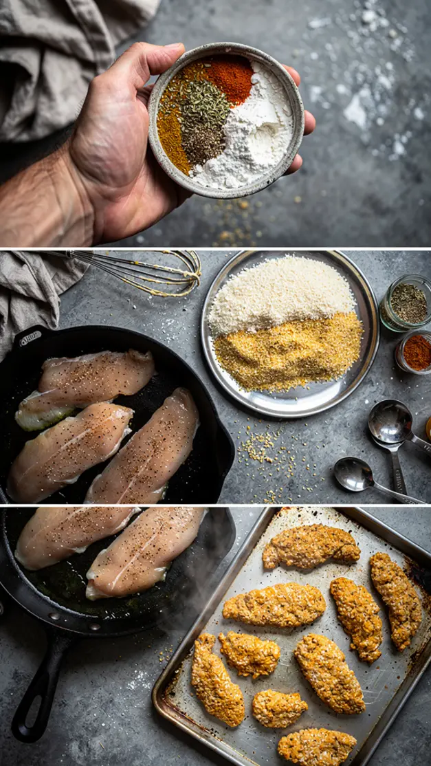 Step-by-step process for Crack chicken tinders Recipe