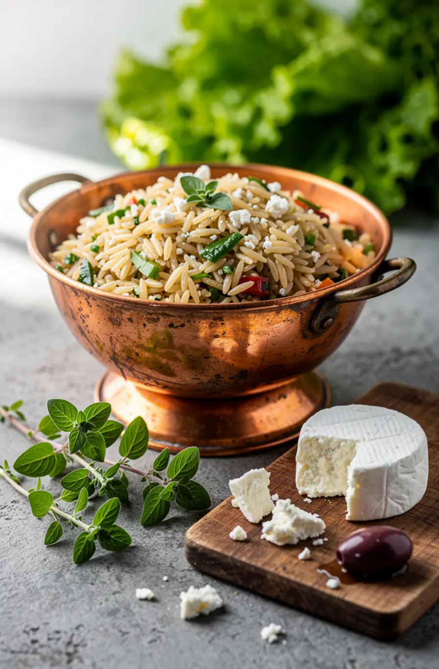 Greek Orzo Salad with Cucumber, Feta & Kalamata Olives Recipe – finished dish