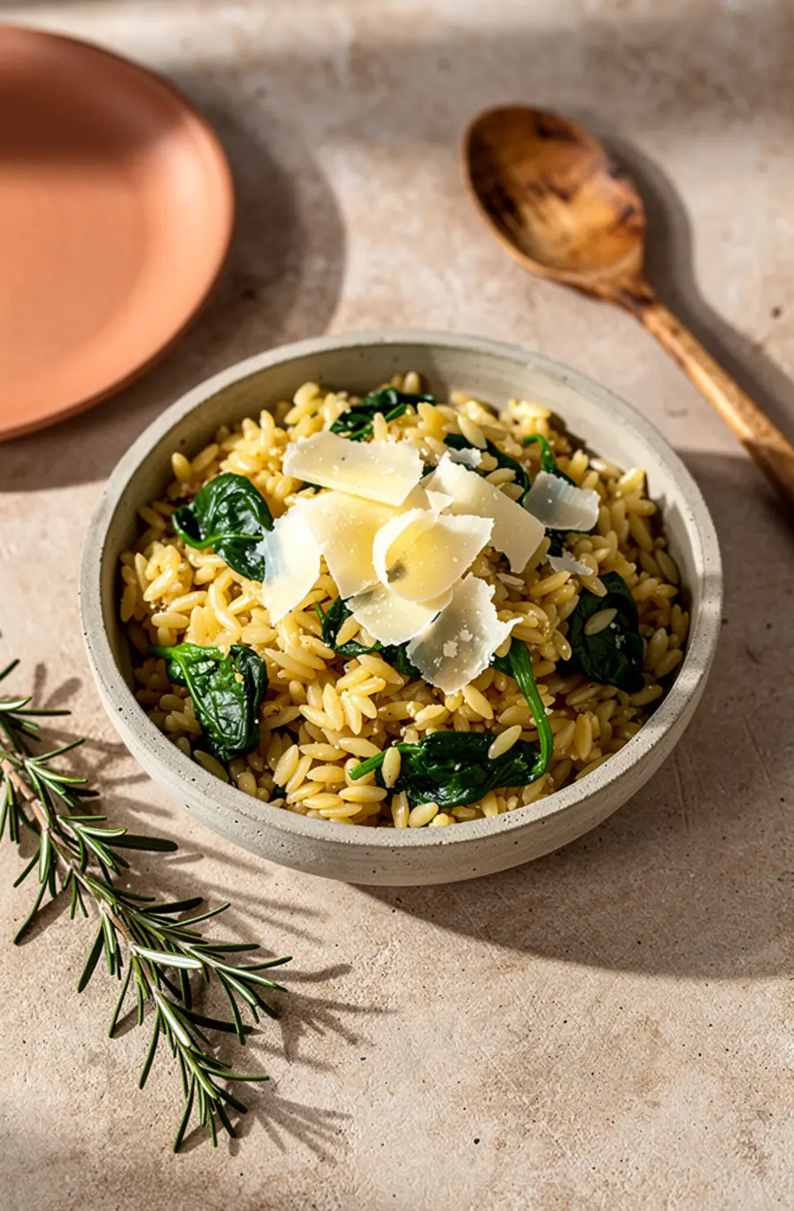 One-Pot Lemon Orzo with Spinach & Parmesan Recipe – finished dish