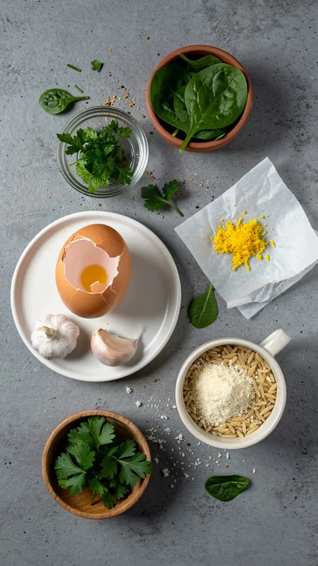 Ingredients for One-Pot Lemon Orzo with Spinach & Parmesan Recipe