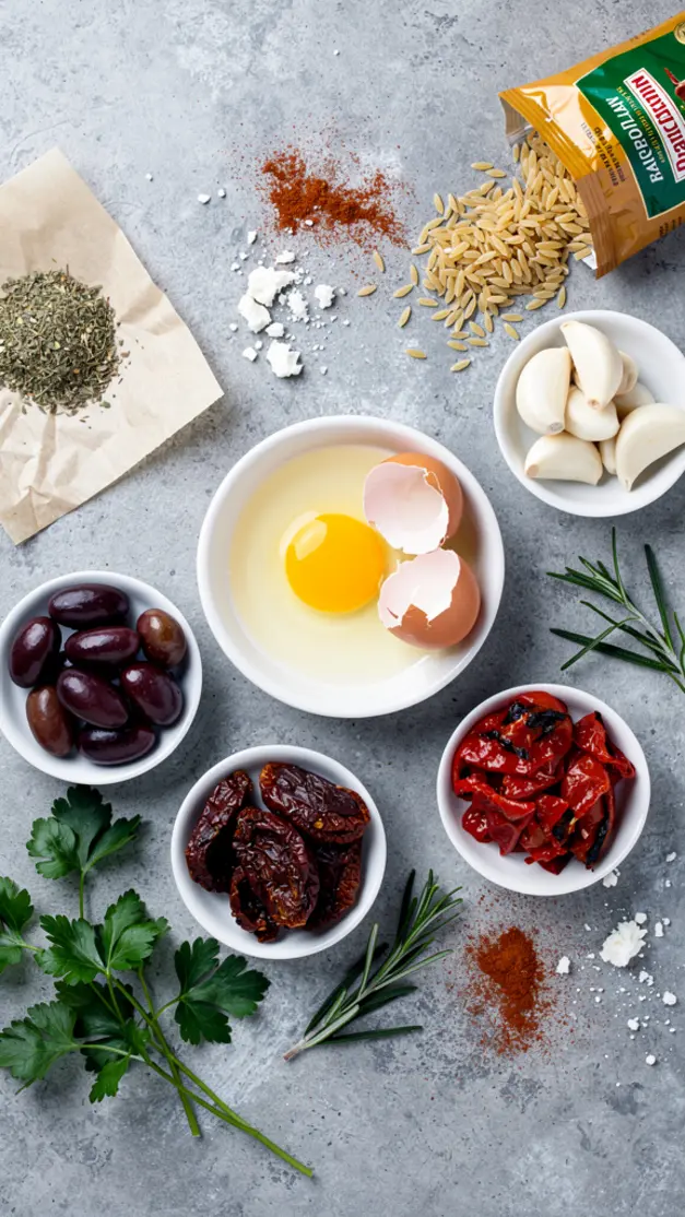 Ingredients for Sun-Dried Tomato & Roasted Red Pepper Orzo Soup Recipe