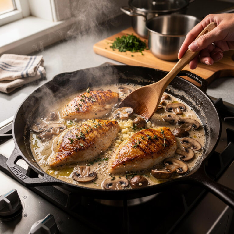 Creamy Garlic Mushroom Chicken Recipe